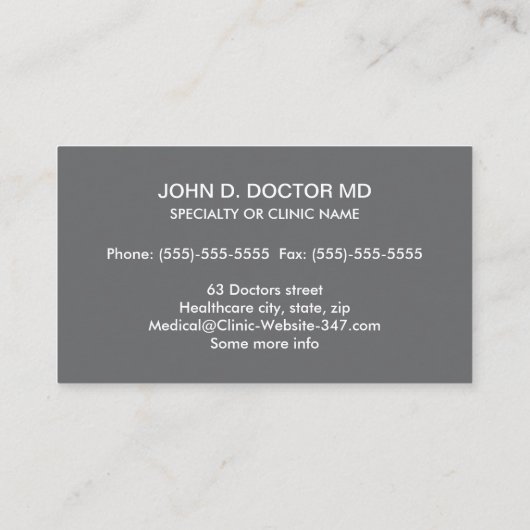 Gastrologie oder Gastrologist Graukarte Visitenkarte (Rückseite)