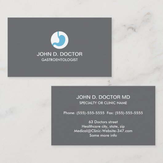 Gastrologie oder Gastrologist Graukarte Visitenkarte (Vorne/Hinten)