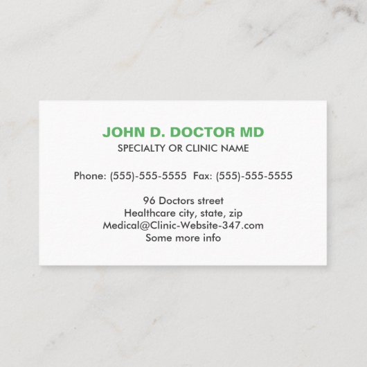 Gastrologie- oder Gastrologistengrüne Visitenkarte (Rückseite)