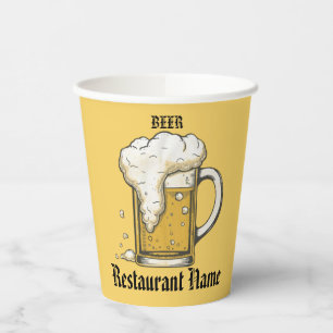 Gastronomie im Lokal vintage Bier Logo Geschäft Pappbecher