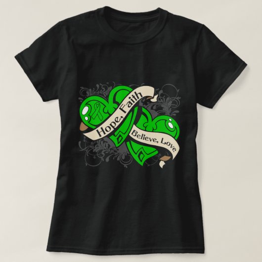 Gastroparesis Hoffnungs-Glauben-Doppelherzen T-Shirt (Design vorne)