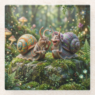 Gastropoden-Klatsch Glasuntersetzer