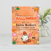 Gastroskateboard Halloween Kürbisorange Einladung (Stehend Vorderseite)