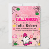Gastroskateboard Halloween Kürbisrosa Einladung (Vorderseite)
