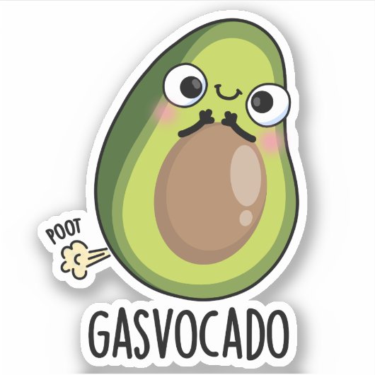 Gasvocado Funny Farting Avocado Pun Aufkleber (Vorderseite)