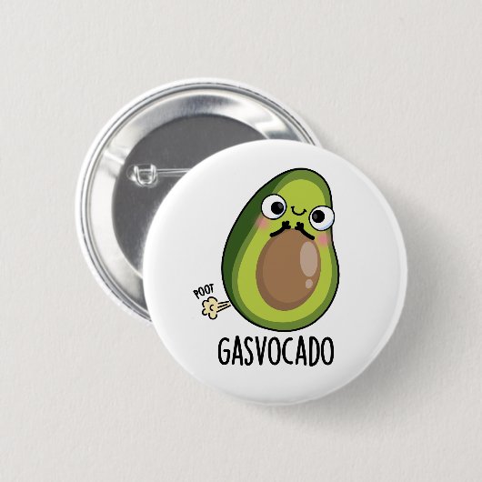 Gasvocado Funny Farting Avocado Pun Button (Vorne & Hinten)