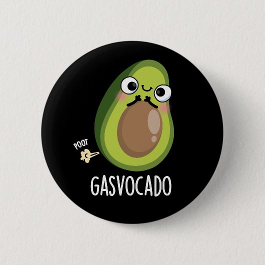 Gasvocado Funny Farting Avocado Pun Dark BG Button (Vorderseite)