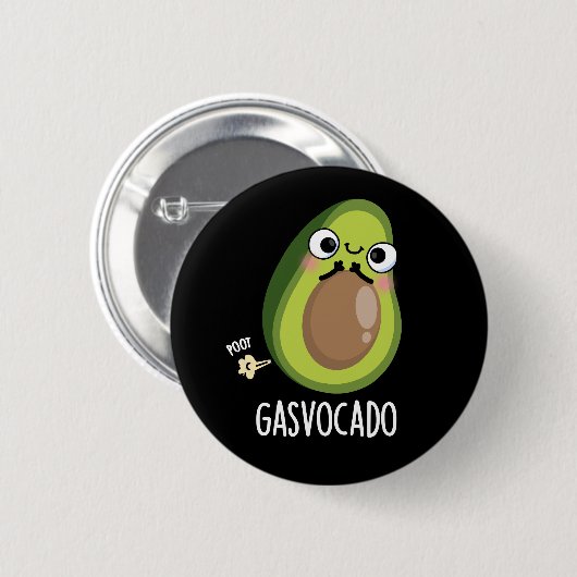 Gasvocado Funny Farting Avocado Pun Dark BG Button (Vorne & Hinten)
