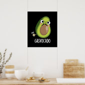 Gasvocado Funny Farting Avocado Pun Dark BG Poster (Küche)