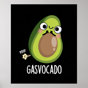 Gasvocado Funny Farting Avocado Pun Dark BG Poster