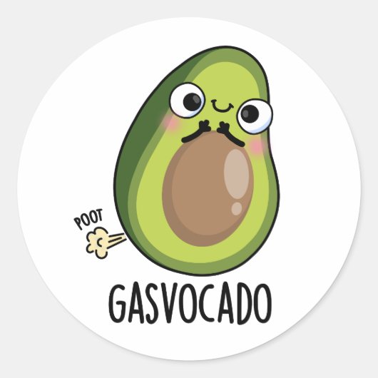 Gasvocado Funny Farting Avocado Pun Runder Aufkleber (Vorderseite)