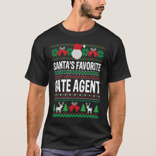 Gate Agent Christmas Santa's Favorite Gate Agent T-Shirt (Vorderseite)