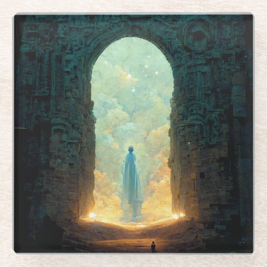 Gate of the Gods Fantasy Sci-Fi Art Glass Unterset Glasuntersetzer (Vorderseite)