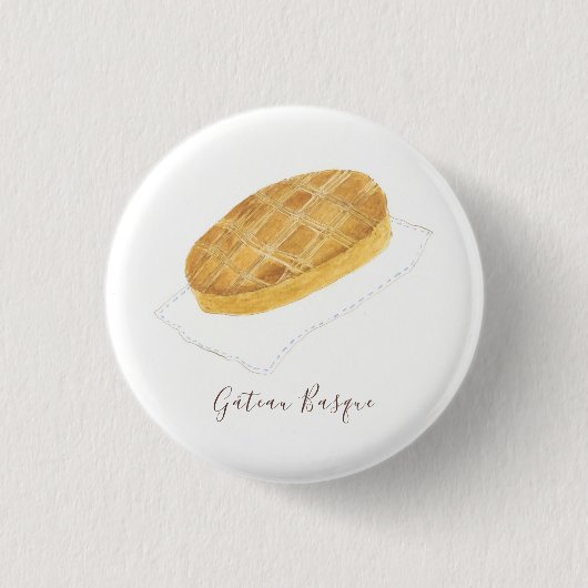 Gâteau Baskische Aquarell Button (Vorderseite)
