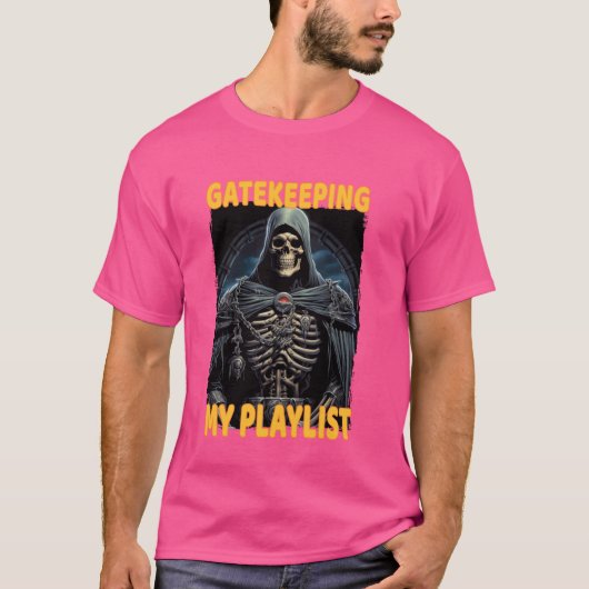 Gatekeeping My Playlist Cringe Skeleton T-Shirt (Vorderseite)