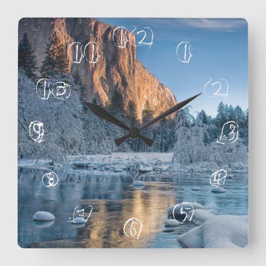 Gates in Yosemite Quadratische Wanduhr (Vorderseite)