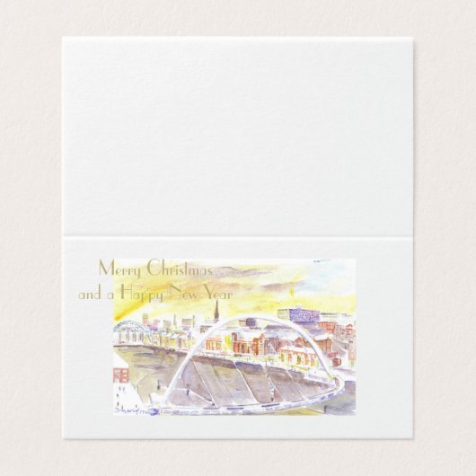 Gateshead Milenium Bridge Weihnachtskarten (Außenseite Aufgefaltet)