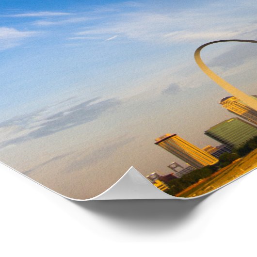 Gateway Arch & Downtown St. Louis am Morgen Poster (Ecke)