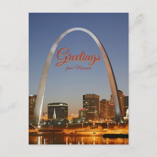 Gateway Arch Greetings von Missouri Postkarte (Vorderseite)