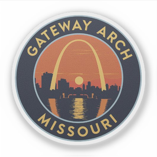 Gateway Arch Missouri Vintage Reise Aufkleber (Vorderseite)