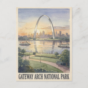 Gateway Arch National Park Aquarell Reise Postkarte