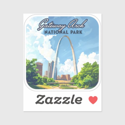 Gateway Arch National Park Missouri St Louis Retro Aufkleber (Blatt)