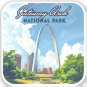 Gateway Arch National Park Missouri St Louis Retro Aufkleber (Vorderseite)
