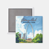 Gateway Arch National Park Missouri St Louis Retro Magnet (Vorderseite/Rückseite)