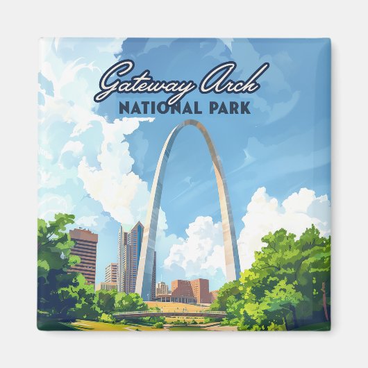 Gateway Arch National Park Missouri St Louis Retro Magnet (Vorne)