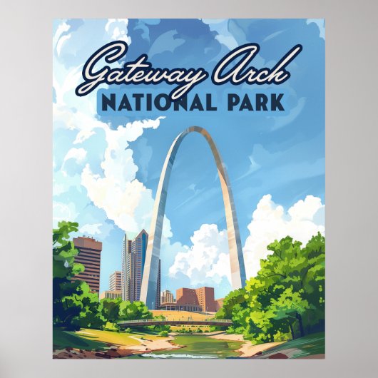 Gateway Arch National Park Missouri St Louis Retro Poster (Vorne)