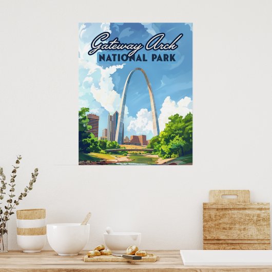 Gateway Arch National Park Missouri St Louis Retro Poster (Küche)