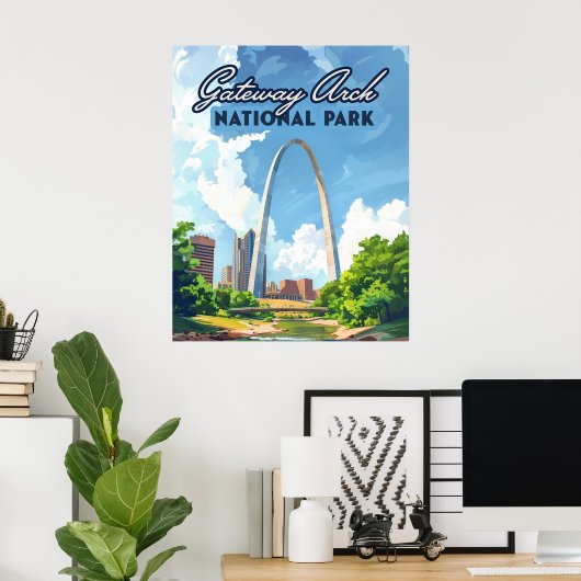 Gateway Arch National Park Missouri St Louis Retro Poster (Heimbüro)