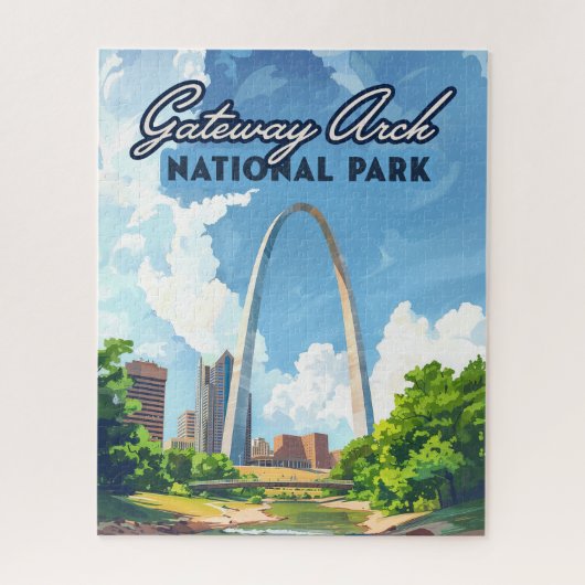 Gateway Arch National Park Missouri St Louis Retro Puzzle (Vertikal)