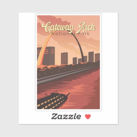 Gateway Arch Nationalpark Illustration Art Aufkleber (Blatt)