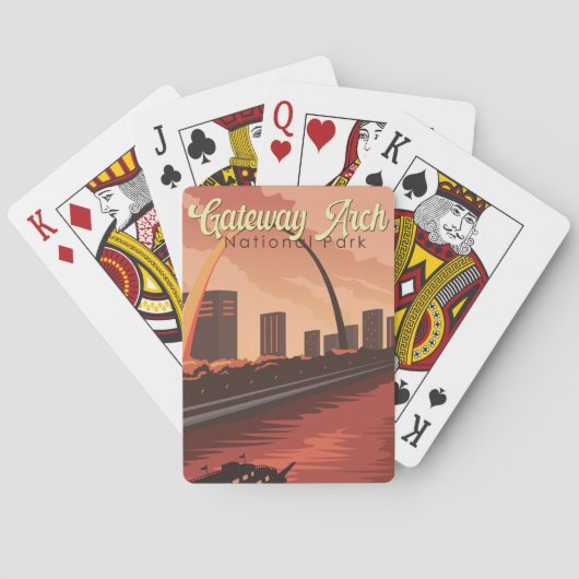 Gateway Arch Nationalpark Illustration Art Spielkarten (Rückseite)