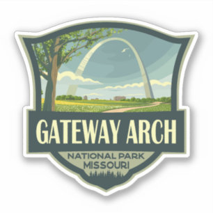 Gateway Arch Nationalpark Illustration Retro Art Aufkleber