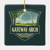 Gateway Arch Nationalpark Illustration Retro Art Keramikornament (Rückseite)