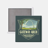 Gateway Arch Nationalpark Illustration Retro Art Magnet (Vorderseite/Rückseite)