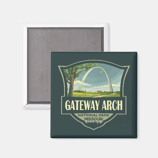 Gateway Arch Nationalpark Illustration Retro Art Magnet (Vorderseite/Rückseite)