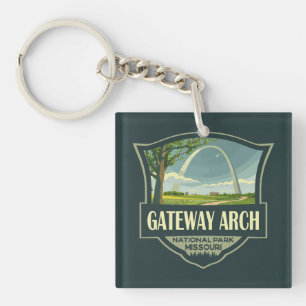 Gateway Arch Nationalpark Illustration Retro Art Schlüsselanhänger