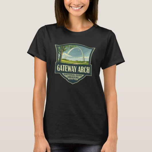 Gateway Arch Nationalpark Illustration Retro Art T-Shirt (Vorderseite)