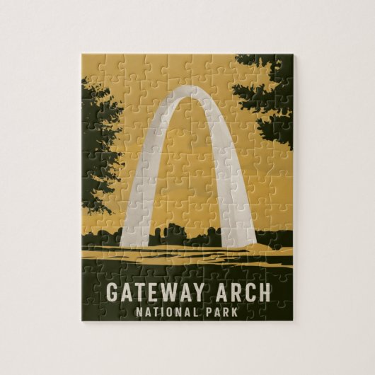 Gateway Arch Nationalpark Retro Art Puzzle (Vertikal)