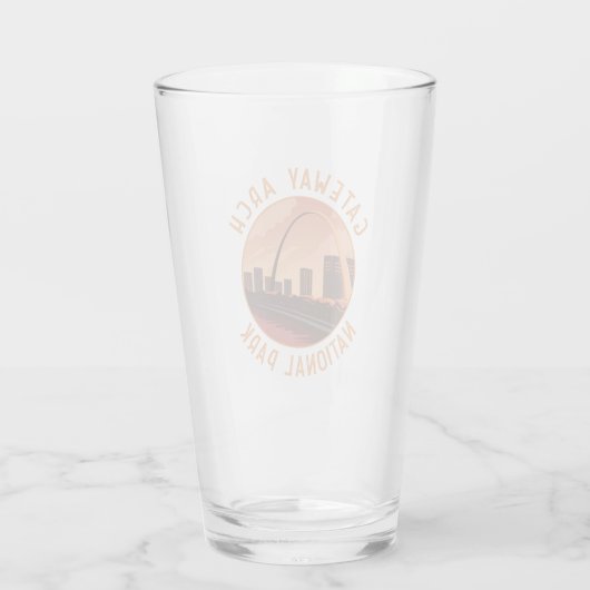 Gateway Arch Nationalpark Retro Distressed Circle Glas (Rückseite)
