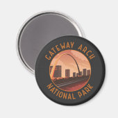 Gateway Arch Nationalpark Retro Distressed Circle Magnet (Vorderseite/Rückseite)