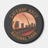 Gateway Arch Nationalpark Retro Distressed Circle Magnet (Vorne)