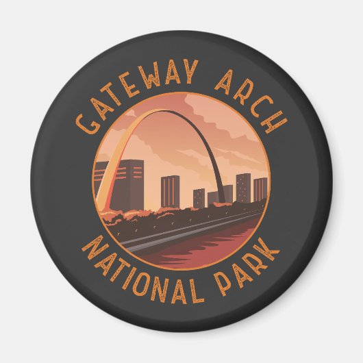 Gateway Arch Nationalpark Retro Distressed Circle Magnet (Vorne)