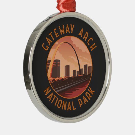 Gateway Arch Nationalpark Retro Distressed Circle Ornament Aus Metall (Rechts)