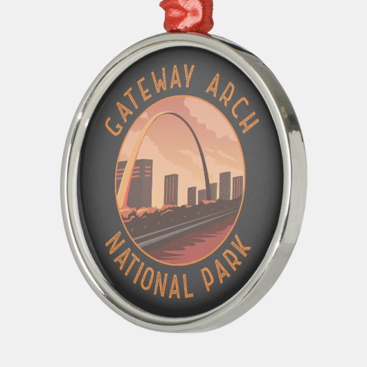 Gateway Arch Nationalpark Retro Distressed Circle Ornament Aus Metall (Links)
