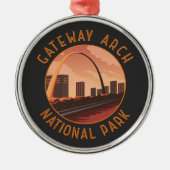 Gateway Arch Nationalpark Retro Distressed Circle Ornament Aus Metall (Vorne)