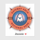 Gateway Arch Nationalpark Retro Kompass Emblem Aufkleber (Blatt)